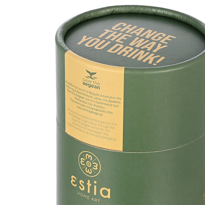 Estia Μπουκάλι Θερμός Με Λουράκι Save The Aegean 500ml Πράσινο Forest Spirit Travel Chug
