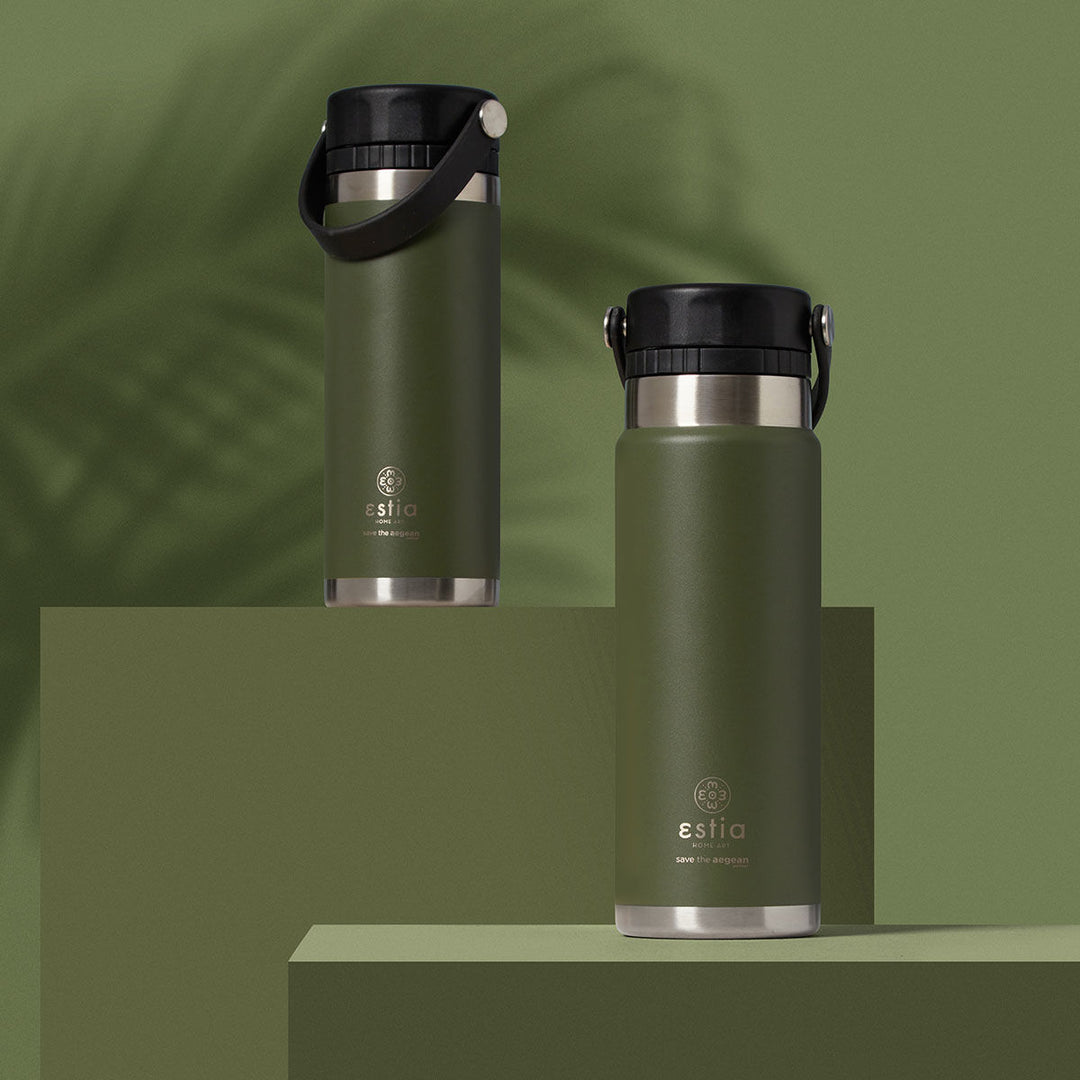 Estia Μπουκάλι Θερμός Με Λουράκι Save The Aegean 500ml Πράσινο Forest Spirit Travel Chug