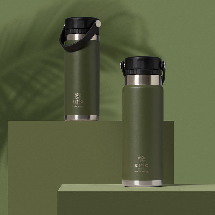 Estia Μπουκάλι Θερμός Με Λουράκι Save The Aegean 500ml Πράσινο Forest Spirit Travel Chug
