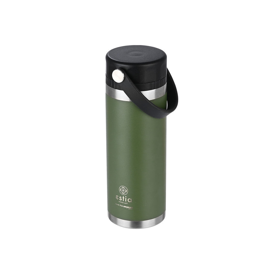 Estia Μπουκάλι Θερμός Με Λουράκι Save The Aegean 500ml Πράσινο Forest Spirit Travel Chug
