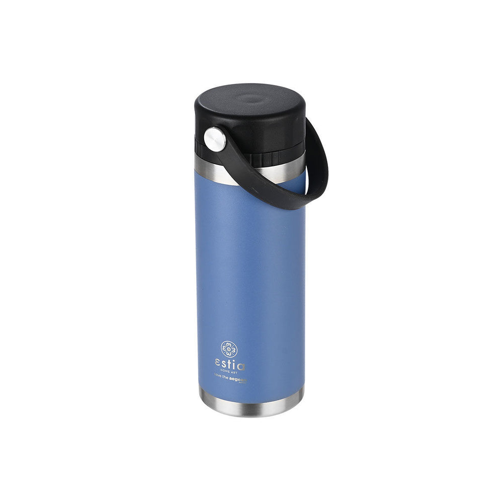 Estia Μπουκάλι Θερμός Με Λουράκι Save The Aegean 500ml Μπλε Denim Blue Travel Chug