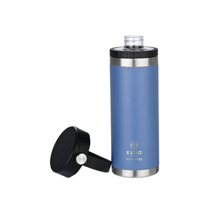 Estia Μπουκάλι Θερμός Με Λουράκι Save The Aegean 500ml Μπλε Denim Blue Travel Chug