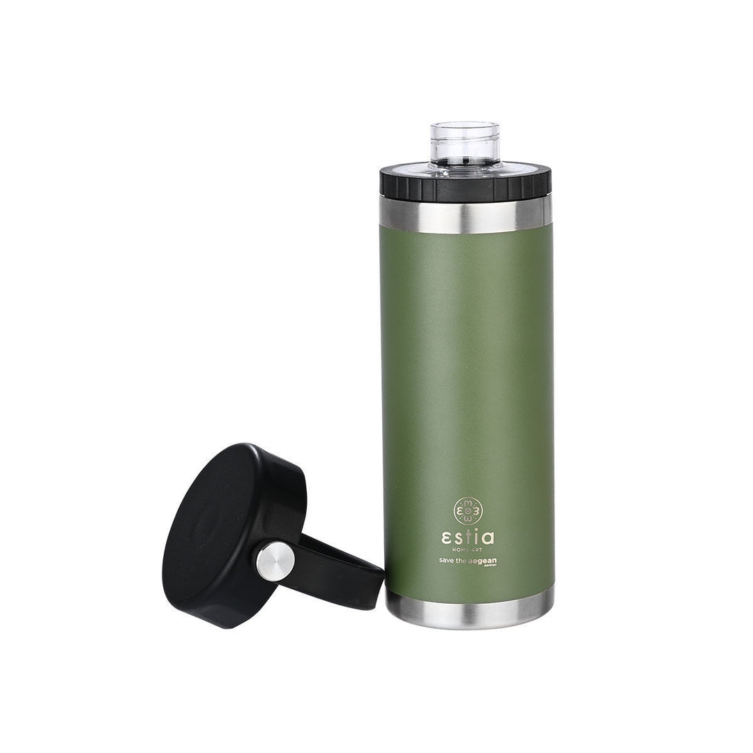 Estia Μπουκάλι Θερμός Με Λουράκι Save The Aegean 500ml Πράσινο Forest Spirit Travel Chug