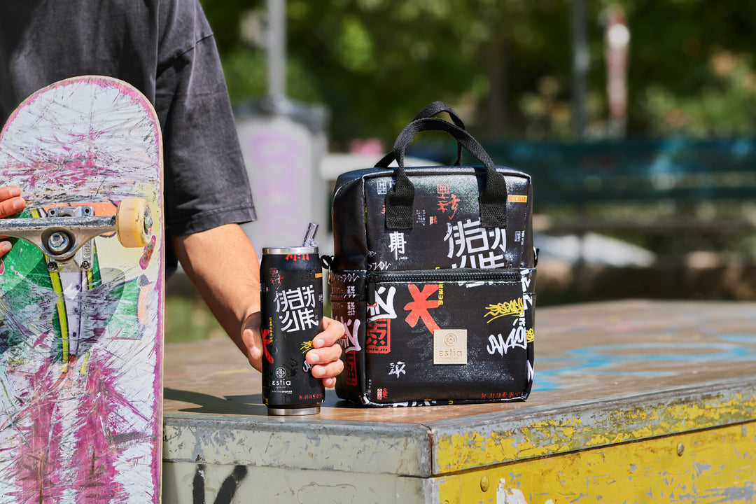 Estia Ποτήρι Θερμός Με Καλαμάκι Save The Aegean 500ml Μαύρο Με Ιαπωνικό Στυλ Tokyo Underground Travel Cup