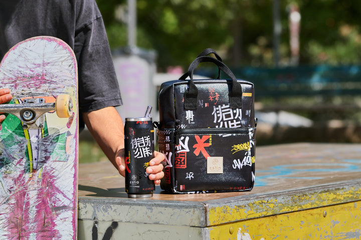 Estia Ποτήρι Θερμός Με Καλαμάκι Save The Aegean 500ml Μαύρο Με Ιαπωνικό Στυλ Tokyo Underground Travel Cup