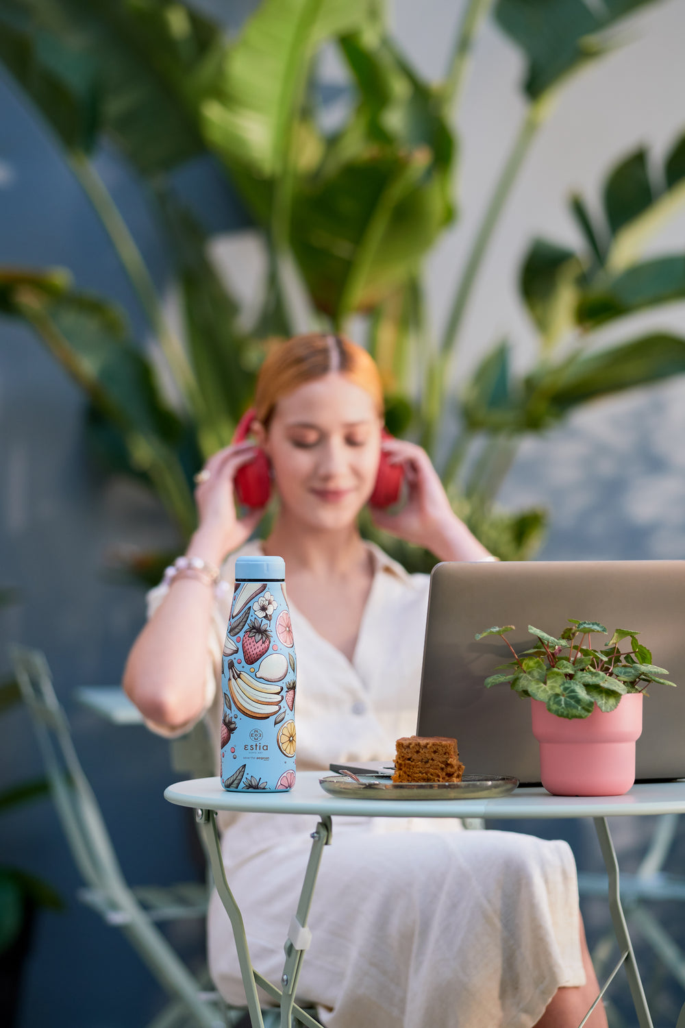 Estia Μπουκάλι Θερμός Save The Aegean 500ml Γαλάζιο Με Φρούτα Subdued Harvest